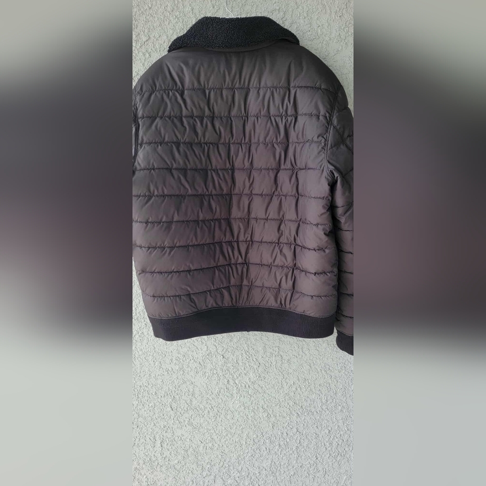 Banana Republic Men’s Puffer Bomber Jacket L Brown Water Resistant Sherpa Collar - Picture 2 of 16